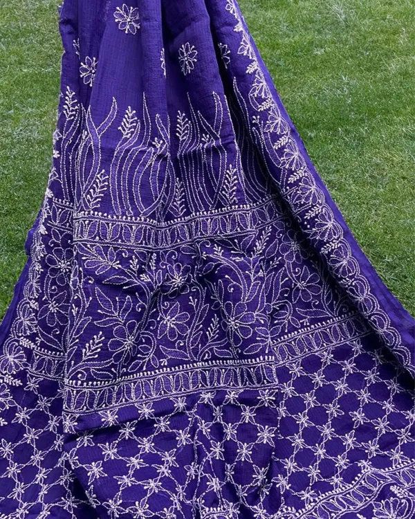 Mystical_Chikankari_Kota_Doria_Saree_Indigo_Handcrafted
