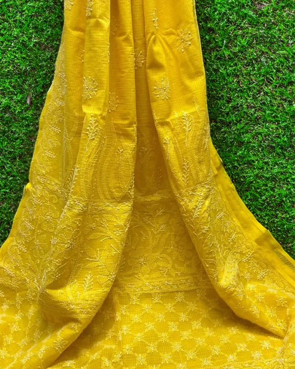Bright_Chikankari_Kota_Doria_Saree_Yellow_Handcrafted