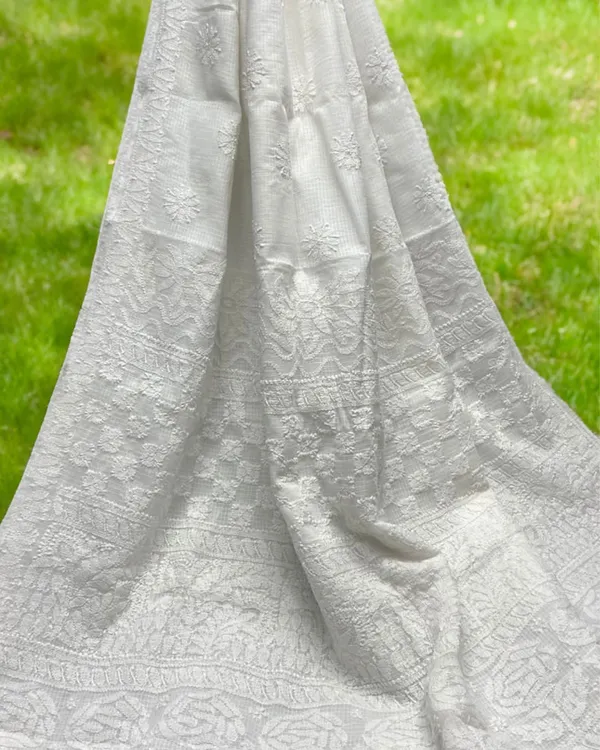 Ivory_Chikankari_Kota_Doria_Saree_White_Handcrafted