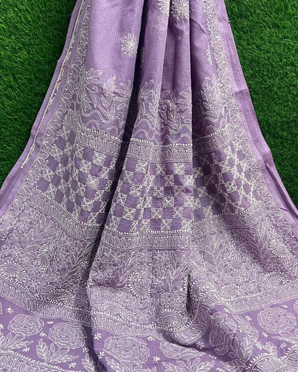 Royal_Chikankari_Kota_Doria_Saree_Purple_Handcrafted