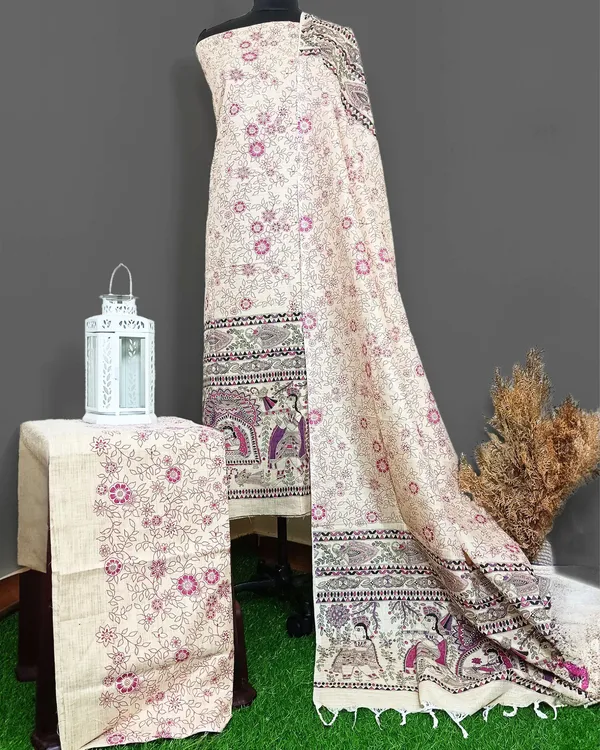 Vivid_Madhubani_Wax_Batik_Hand_Dyed_Khadi_Silk_Beige_Suit