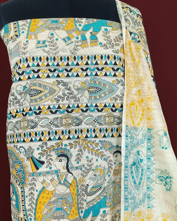 Bold_Madhubani_Wax_Batik_Hand_Dyed_Khadi_Silk_Beige_Suit