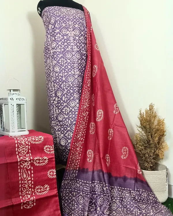 Wax_Batik_Hand_Dyed_Khadi_Silk_Purple_Suit