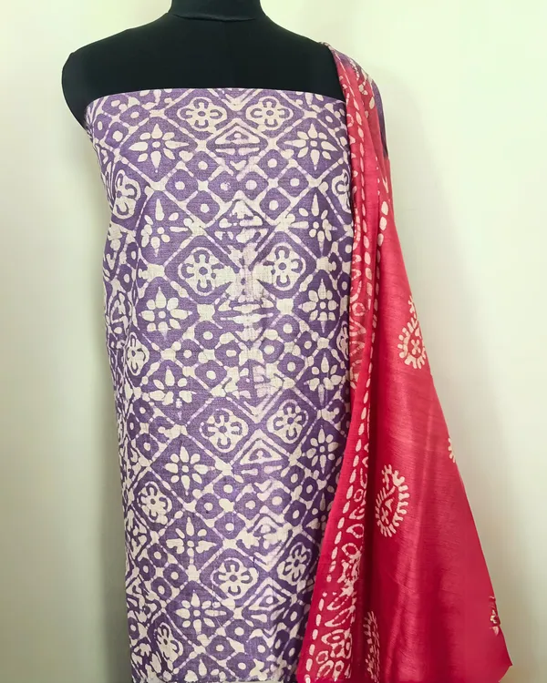 Wax_Batik_Hand_Dyed_Khadi_Silk_Purple_Suit