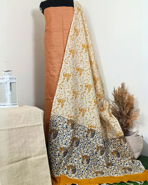 Blockprinted_Khadi_Silk_Peach_Suit