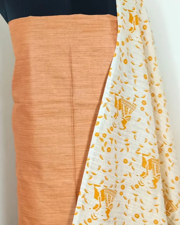Blockprinted_Khadi_Silk_Peach_Suit