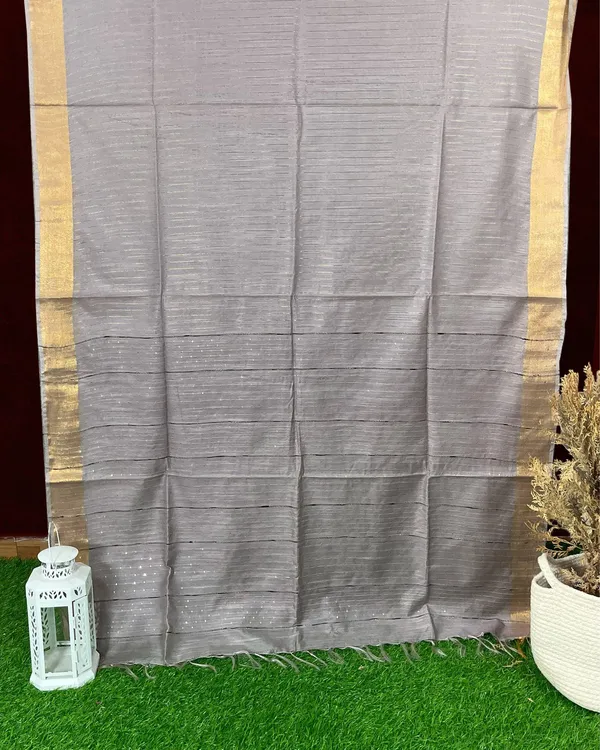 Ghicha_Striped_Kota_Silk_Gray_Saree_Sequence_Pallu