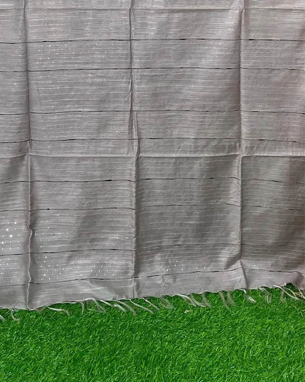 Ghicha_Striped_Kota_Silk_Gray_Saree_Sequence_Pallu