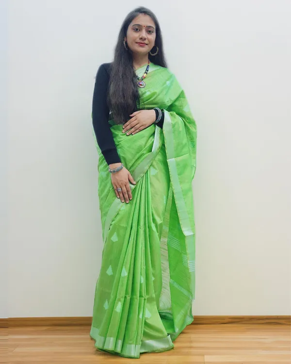Katan_Silk_Jacquard_Saree_Green