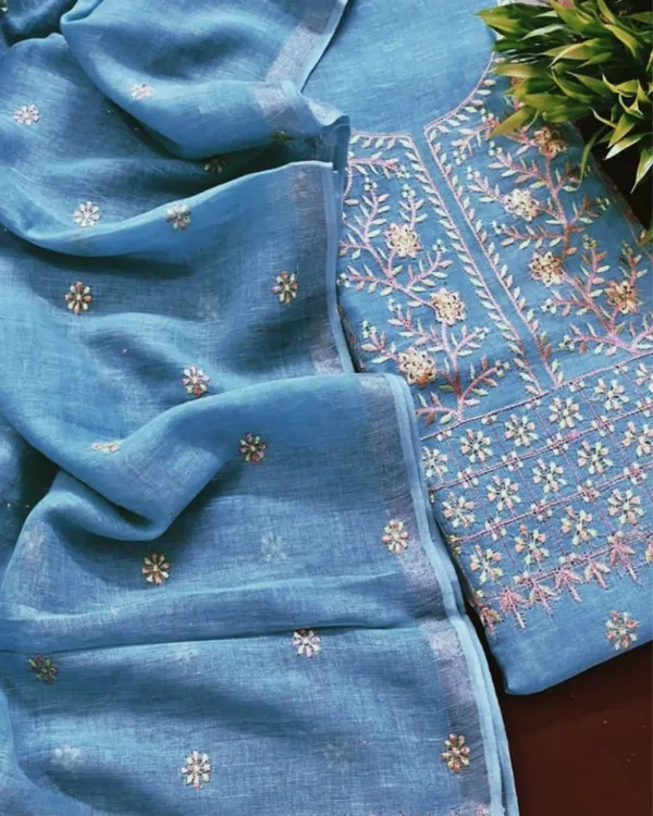 Gulmohar_Pure_Linen_Embroidered_Steel_Blue_Suit_Piece