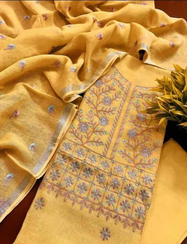 Gulmohar_Pure_Linen_Embroidered_Mustard_Yellow_Suit_Piece