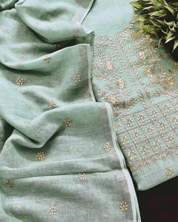 Gulmohar_Pure_Linen_Embroidered_Pastel_Green_Suit_Piece