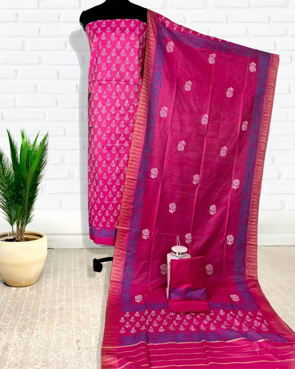 Katan_Silk_Gorgeous_Suits_Magenta_Blockprinted