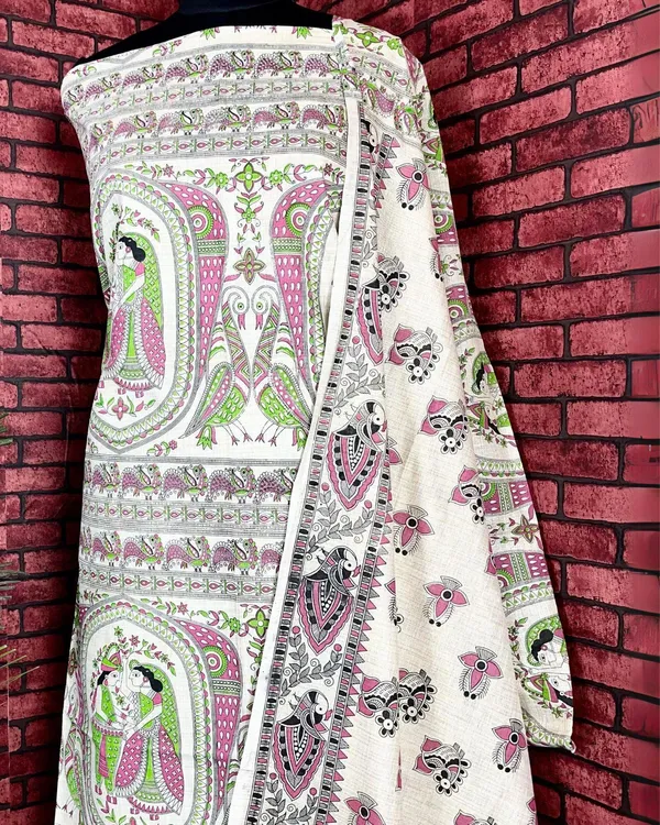 Blossom_Madhubani_Handblock_Print_Khadi_Silk_Beige_Suit