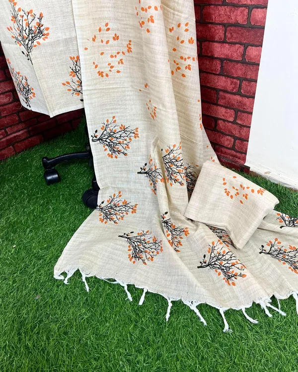 Blossom_Blockprinted_Khadi_Silk_Leafy_Beige_Suit