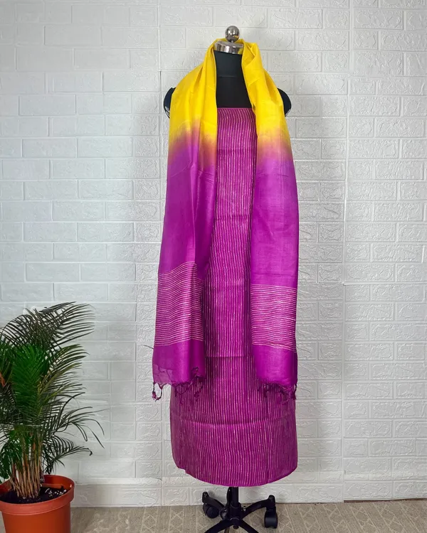 Handcrafted_Katan_Silk_Voilet_&_Yellow_Suit