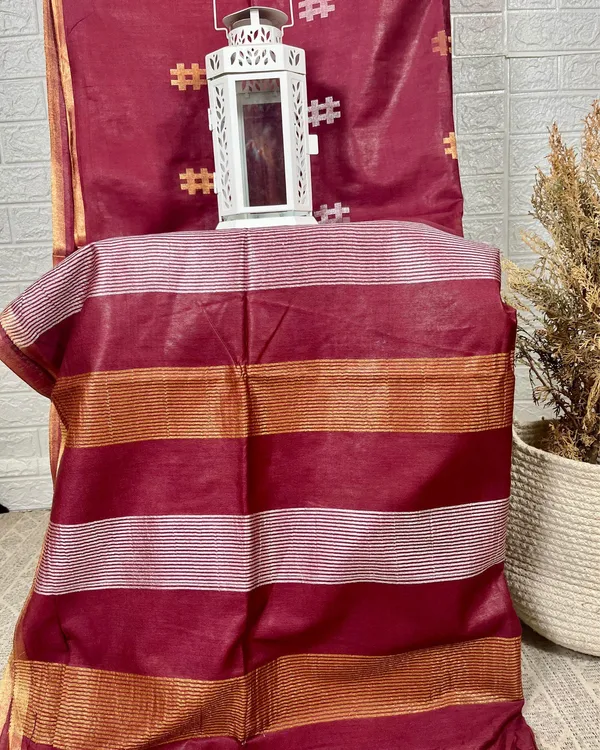 Jaquard_Kota_Slub_Saree_Hand_Dyed_Royal_Red