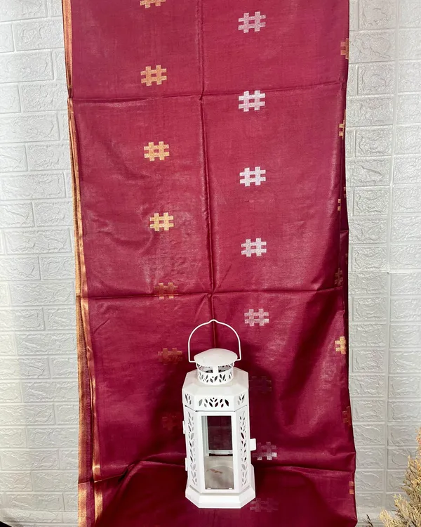 Jaquard_Kota_Slub_Saree_Hand_Dyed_Royal_Red