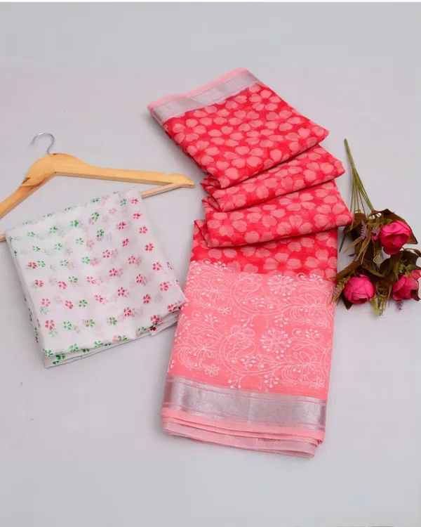 Blockprinted_Kota_Doria_Stunning_Red_Emroidered_Saree