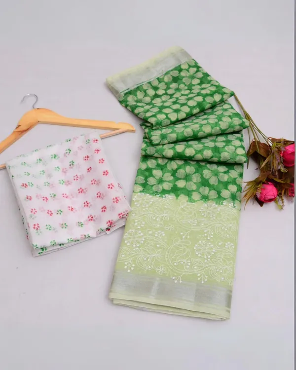 Blockprinted_Kota_Doria_Hypnotic_Green_Emroidered_Saree