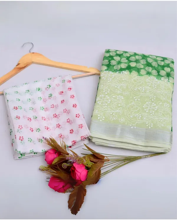 Blockprinted_Kota_Doria_Hypnotic_Green_Emroidered_Saree