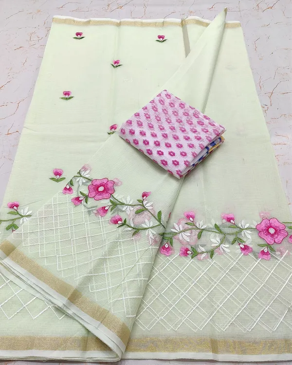 Precious_Off_White_Kota_Doria_Cotton_Floral_Embroidery_Saree
