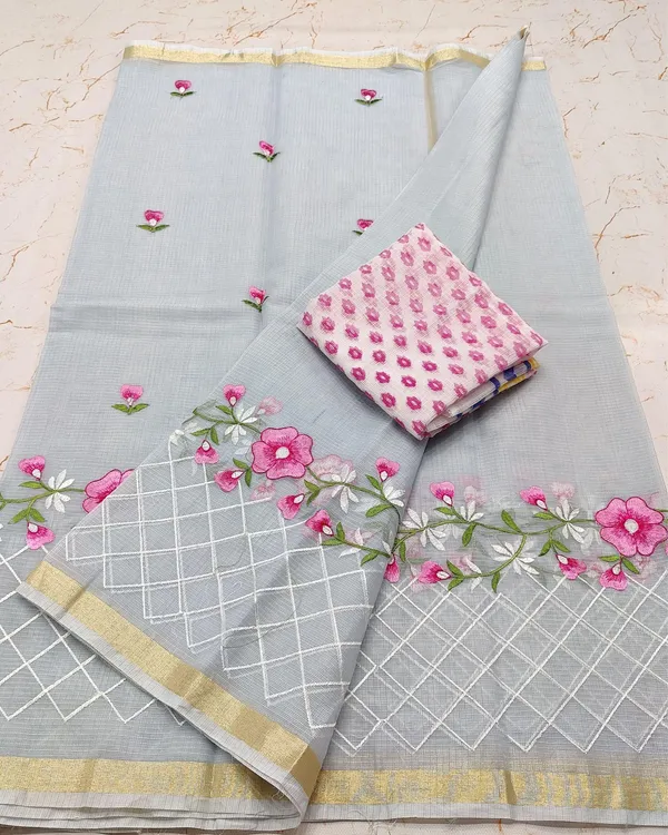 Gleaming_Gray_Kota_Doria_Cotton_Floral_Embroidery_Saree