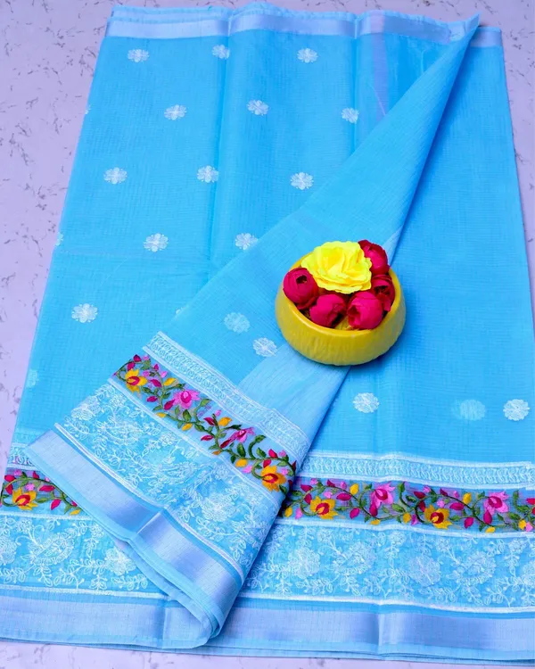 Fanciful_Blue_Kota_Doria_Cotton_Floral_Embroidery_Saree