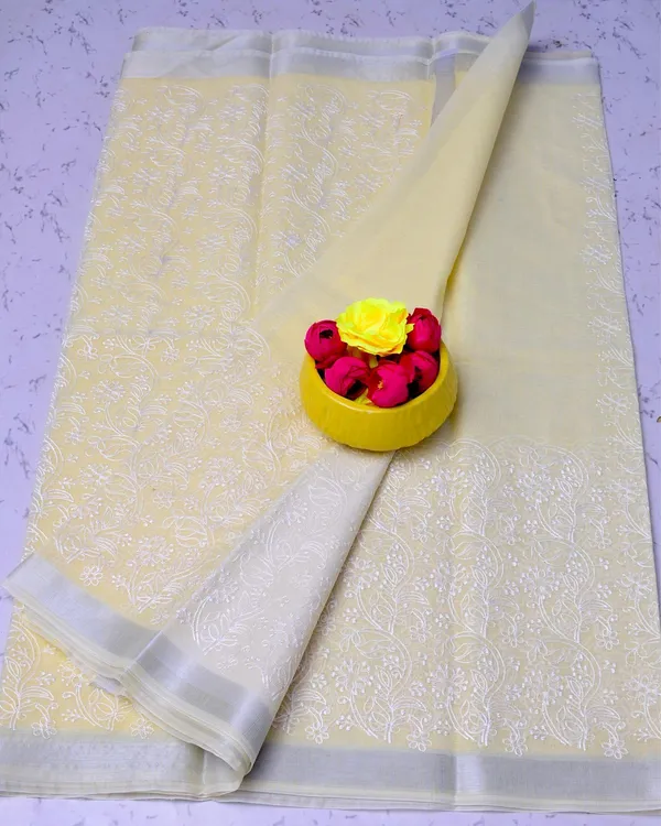 Kota_Doria_Sparkling_Yellow_Saree_Allover_Embroidery