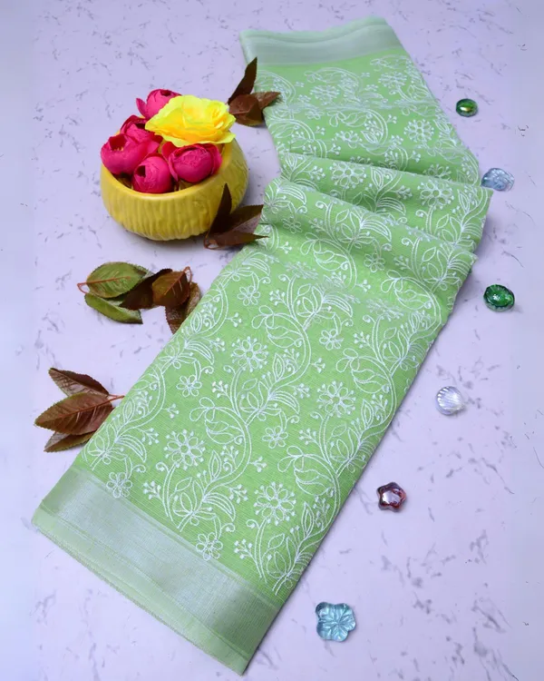 Kota_Doria_Whimsical_Green_Saree_Allover_Embroidery