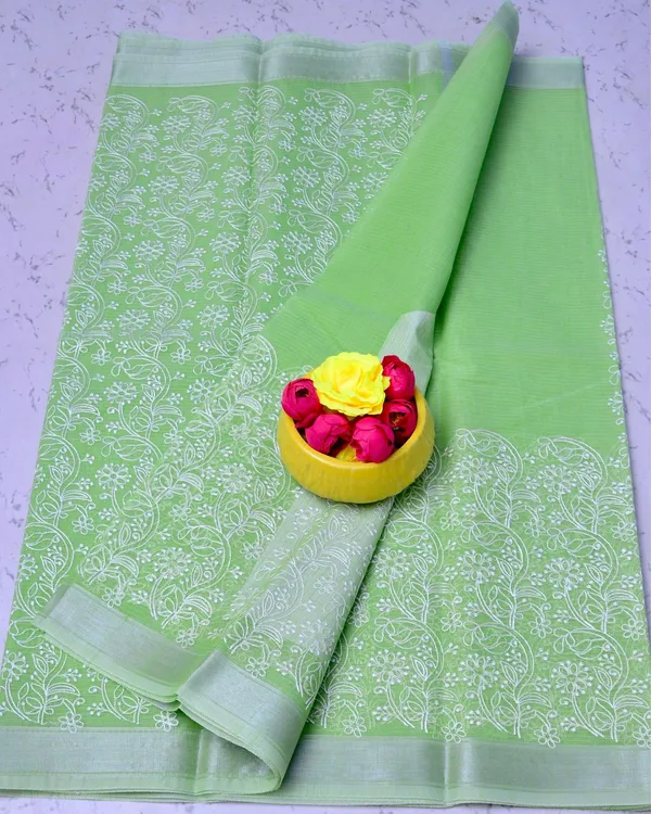 Kota_Doria_Whimsical_Green_Saree_Allover_Embroidery