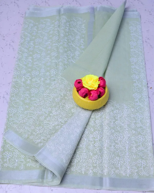 Kota_Doria_Inspiring_Green_Saree_Allover_Embroidery