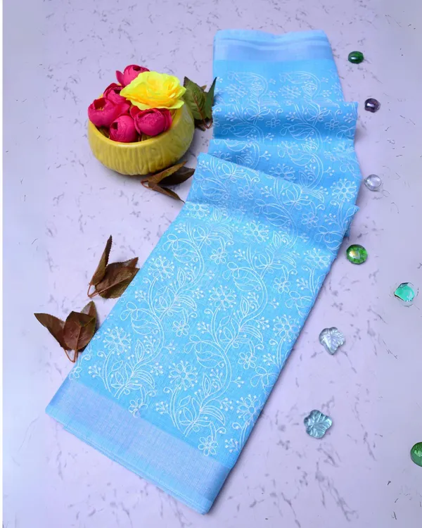 Kota_Doria_Intricate_Blue_Saree_Allover_Embroidery