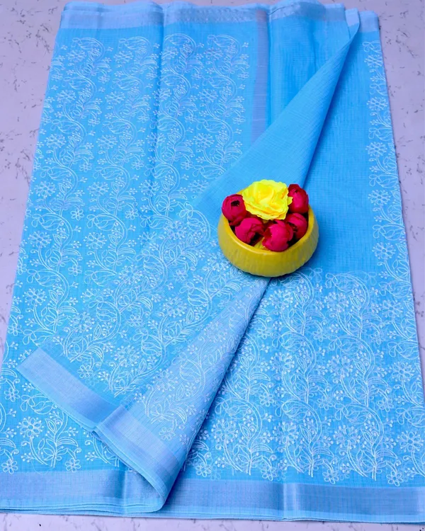 Kota_Doria_Intricate_Blue_Saree_Allover_Embroidery