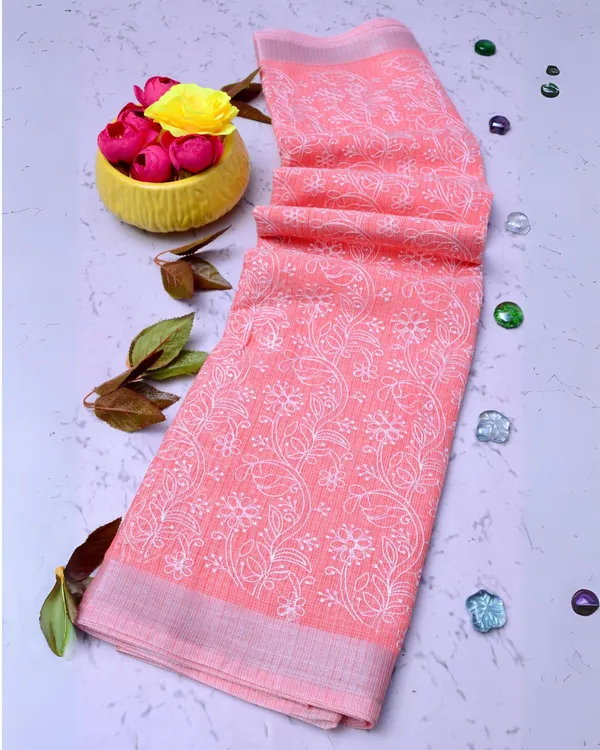 Kota_Doria_Radiating_Pink_Saree_Allover_Embroidery