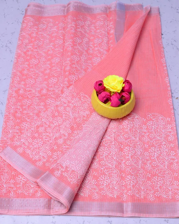 Kota_Doria_Radiating_Pink_Saree_Allover_Embroidery