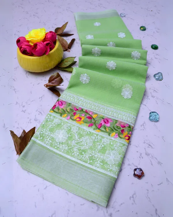 Splendid_Green_Kota_Doria_Cotton_Floral_Embroidery_Saree