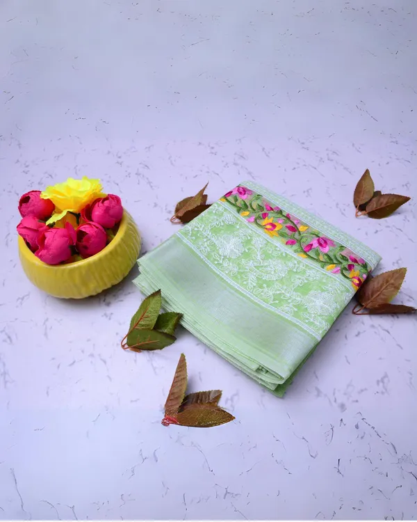 Splendid_Green_Kota_Doria_Cotton_Floral_Embroidery_Saree