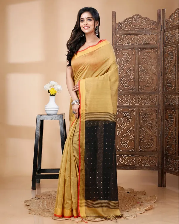 Lustrous_Pure_Silk_Goden_Yellow_Saree