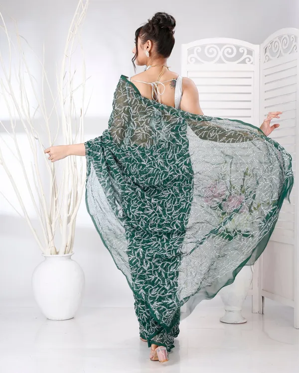 Tepchi_Handwork_Georgette_Saree_Dark_Green