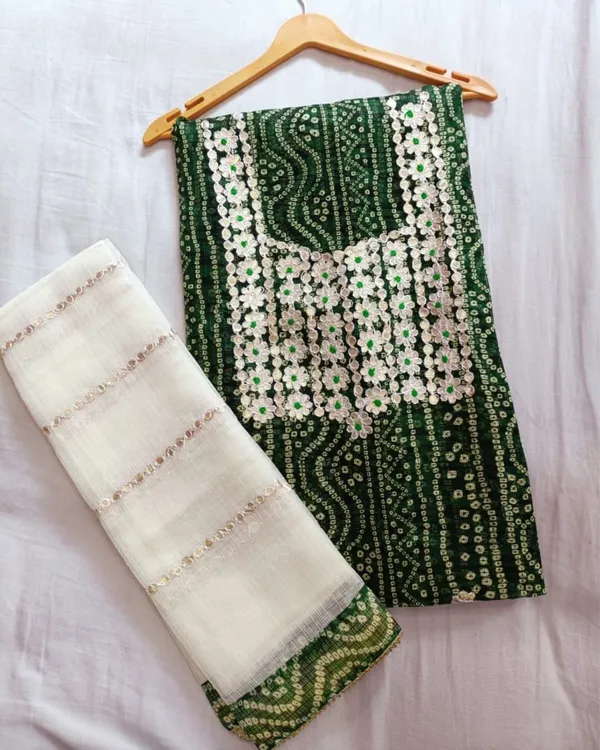 Glimmering_Dark_Green_Kota_Dori_Suit_(Top+Bottom+Dupatta)