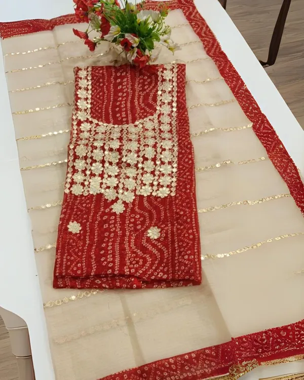 Glimmering_Burgundy_Red_Kota_Dori_Suit_(Top+Bottom+Dupatta)