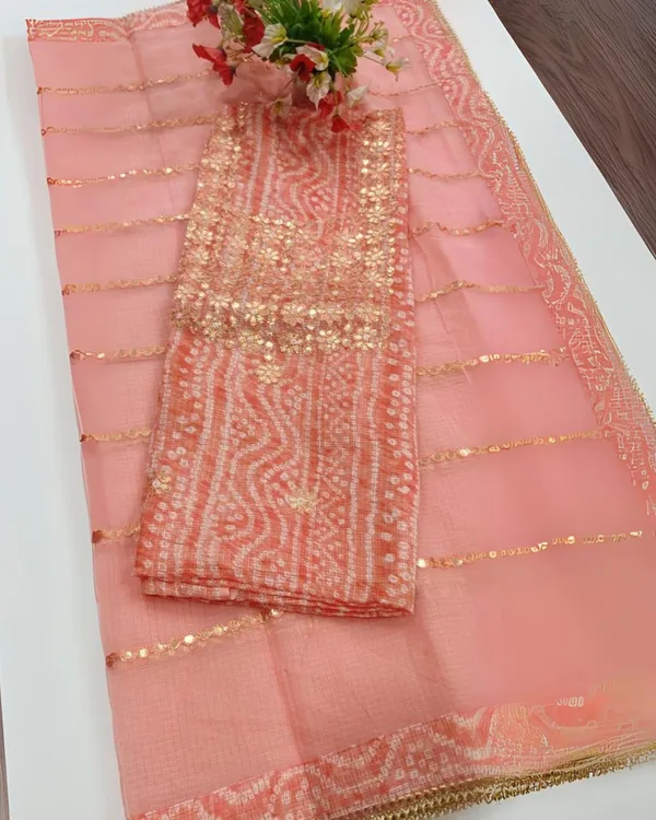 Glimmering_Peach_Orange_Kota_Dori_Suit_(Top+Bottom+Dupatta)