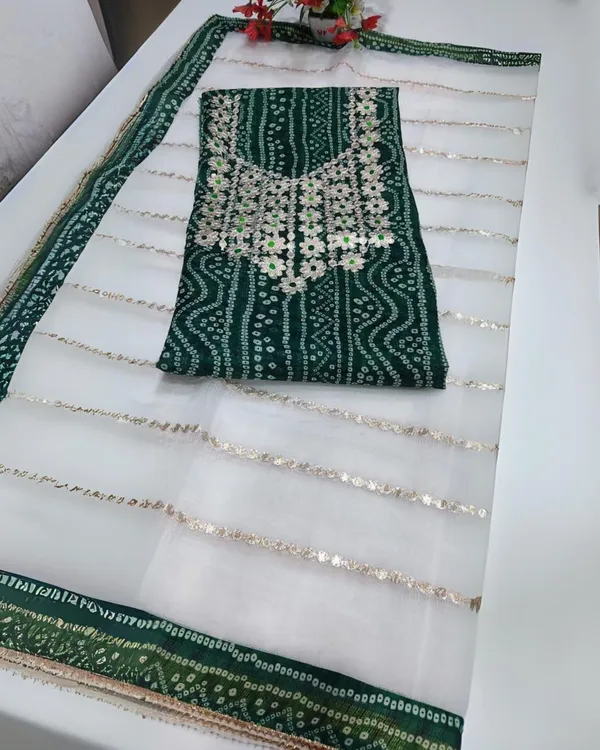Glimmering_Forest_Green_Kota_Dori_Suit_(Top+Bottom+Dupatta)