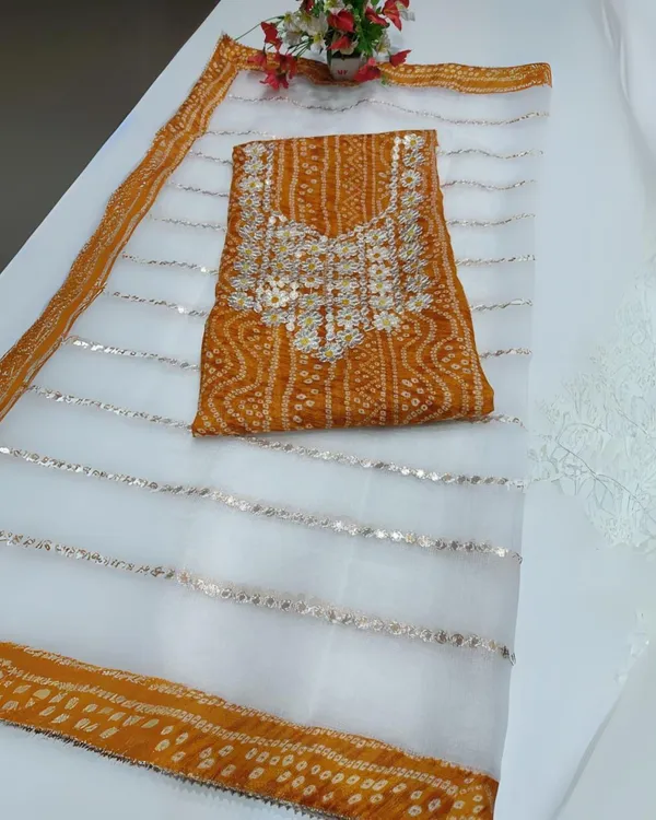 Glimmering_Dark_Orange_Kota_Dori_Suit_(Top+Bottom+Dupatta)