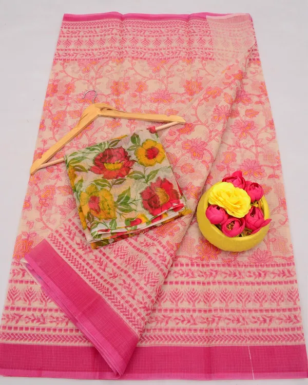 Kalam_Dawat_Pale_Pink_Kota_Doria_Kalamkari_Saree