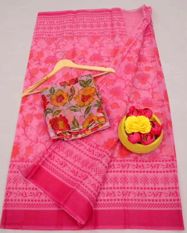 Kalam_Dawat_Romantic_Pink_Kota_Doria_Kalamkari_Saree