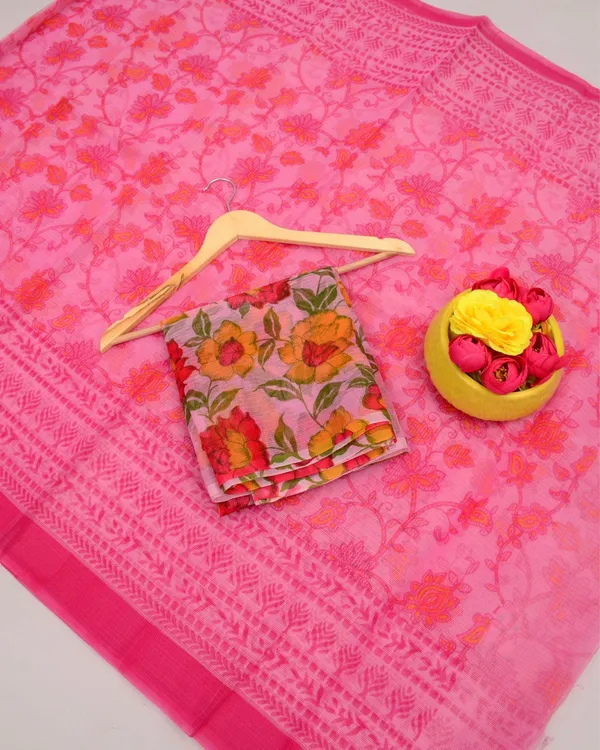 Kalam_Dawat_Romantic_Pink_Kota_Doria_Kalamkari_Saree