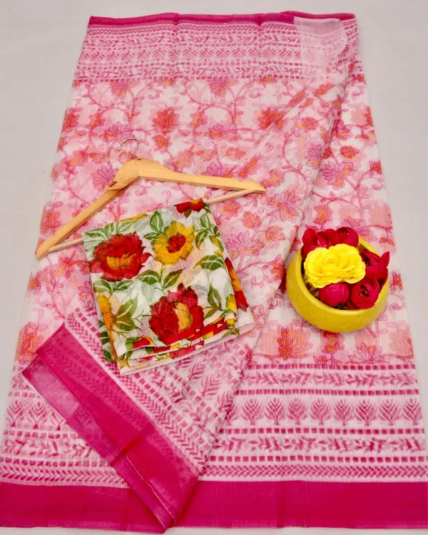 Kalam_Dawat_Light_Pink_Kota_Doria_Kalamkari_Saree