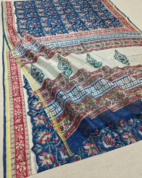 Whispering_Petals_Blockprint_Chanderi_Silk_Saree_Indigo
